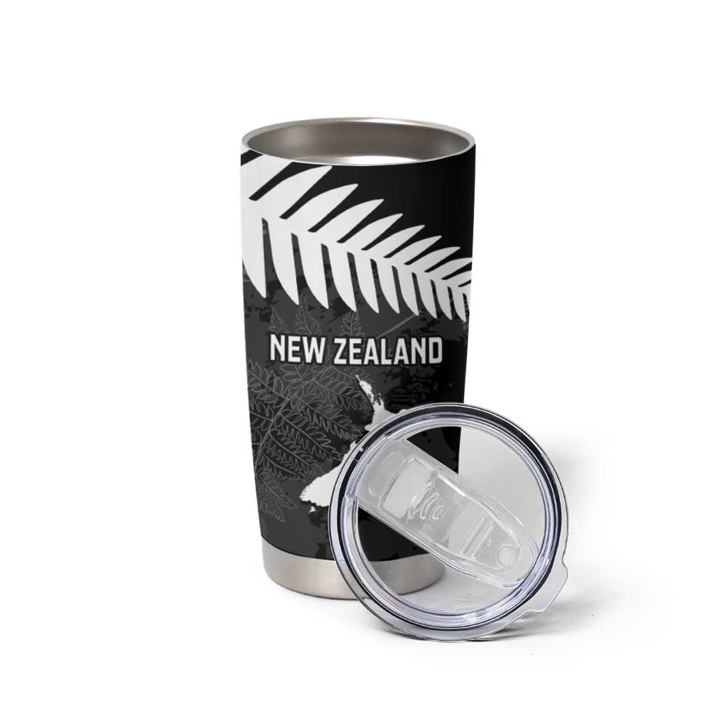 Custom New Zealand Silver Fern Football Tumbler Cup Go Aotearoa Grunge Black - Aussie Hoodie
