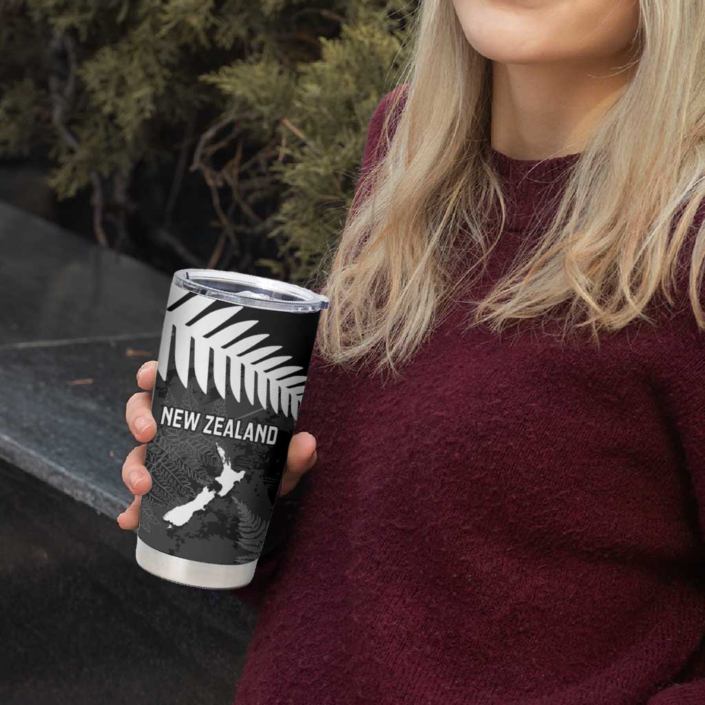 Custom New Zealand Silver Fern Football Tumbler Cup Go Aotearoa Grunge Black - Aussie Hoodie