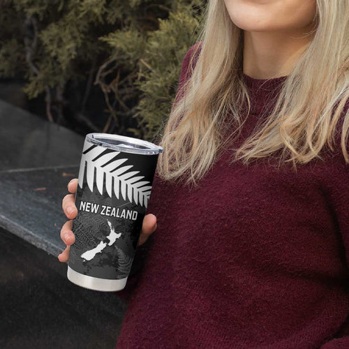 Custom New Zealand Silver Fern Football Tumbler Cup Go Aotearoa Grunge Black - Aussie Hoodie