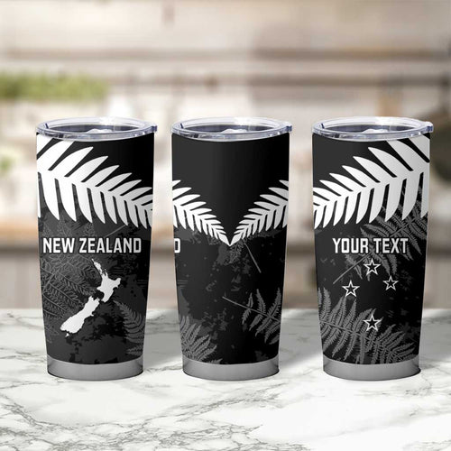 Custom New Zealand Silver Fern Football Tumbler Cup Go Aotearoa Grunge Black - Aussie Hoodie