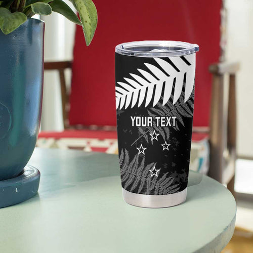 Custom New Zealand Silver Fern Football Tumbler Cup Go Aotearoa Grunge Black - Aussie Hoodie