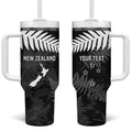 Custom New Zealand Silver Fern Football Tumbler With Handle Go Aotearoa Grunge Black - Aussie Hoodie