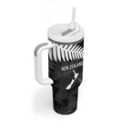 Custom New Zealand Silver Fern Football Tumbler With Handle Go Aotearoa Grunge Black - Aussie Hoodie