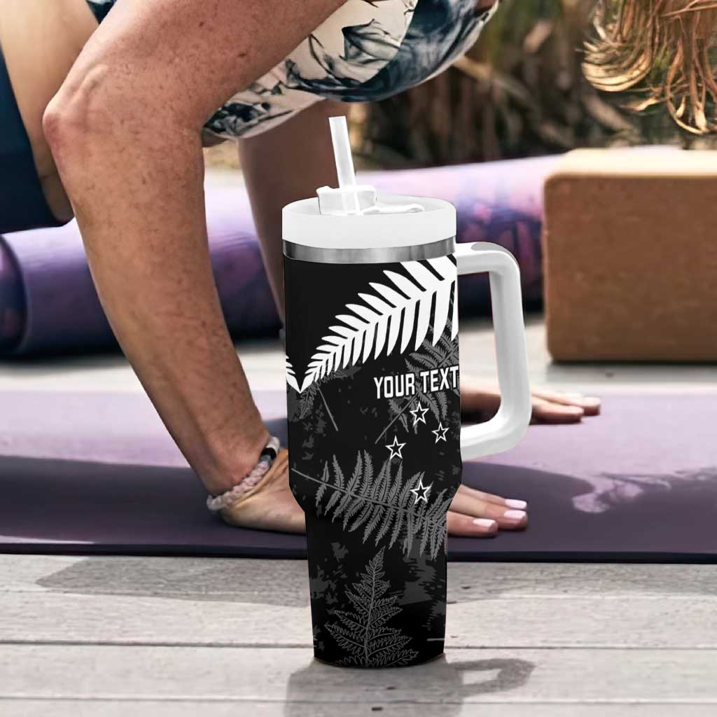 Custom New Zealand Silver Fern Football Tumbler With Handle Go Aotearoa Grunge Black - Aussie Hoodie