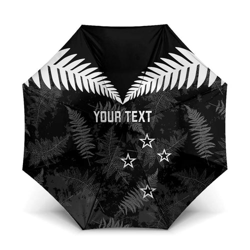 Custom New Zealand Silver Fern Football Umbrella Go Aotearoa Grunge Black - Aussie Hoodie