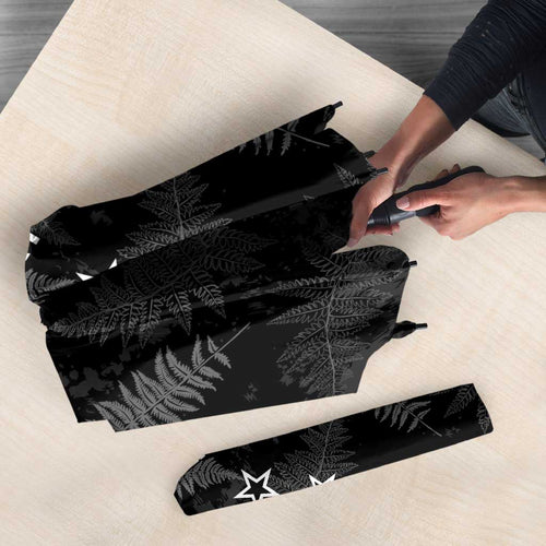 Custom New Zealand Silver Fern Football Umbrella Go Aotearoa Grunge Black - Aussie Hoodie