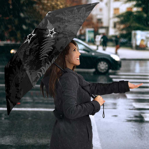 Custom New Zealand Silver Fern Football Umbrella Go Aotearoa Grunge Black - Aussie Hoodie