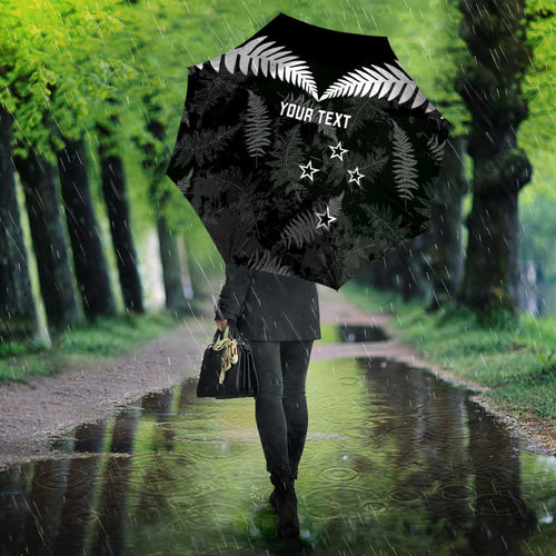 Custom New Zealand Silver Fern Football Umbrella Go Aotearoa Grunge Black - Aussie Hoodie