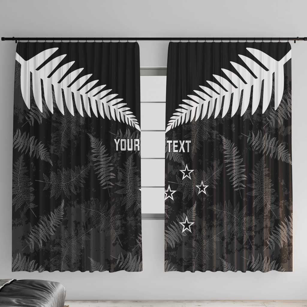 Custom New Zealand Silver Fern Football Window Curtain Go Aotearoa Grunge Black - Aussie Hoodie