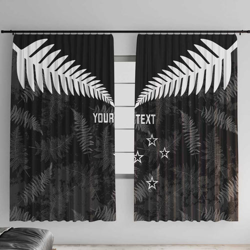 Custom New Zealand Silver Fern Football Window Curtain Go Aotearoa Grunge Black - Aussie Hoodie
