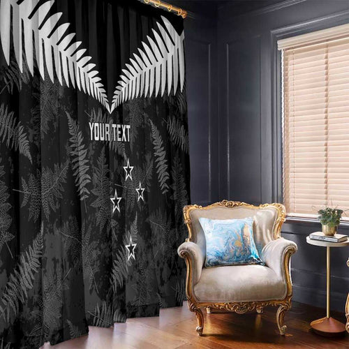 Custom New Zealand Silver Fern Football Window Curtain Go Aotearoa Grunge Black - Aussie Hoodie