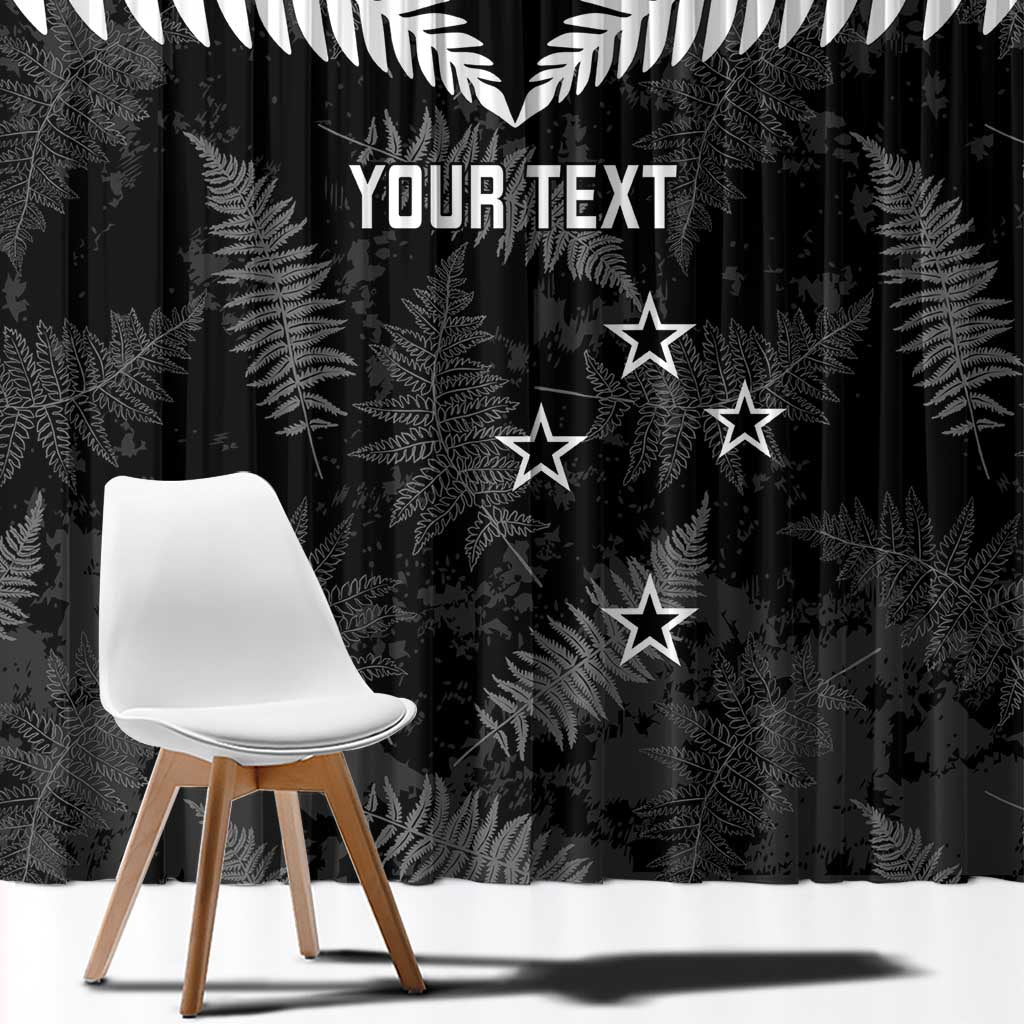 Custom New Zealand Silver Fern Football Window Curtain Go Aotearoa Grunge Black - Aussie Hoodie