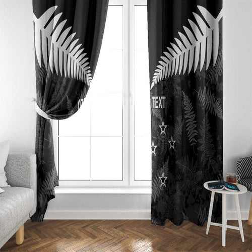 Custom New Zealand Silver Fern Football Window Curtain Go Aotearoa Grunge Black - Aussie Hoodie