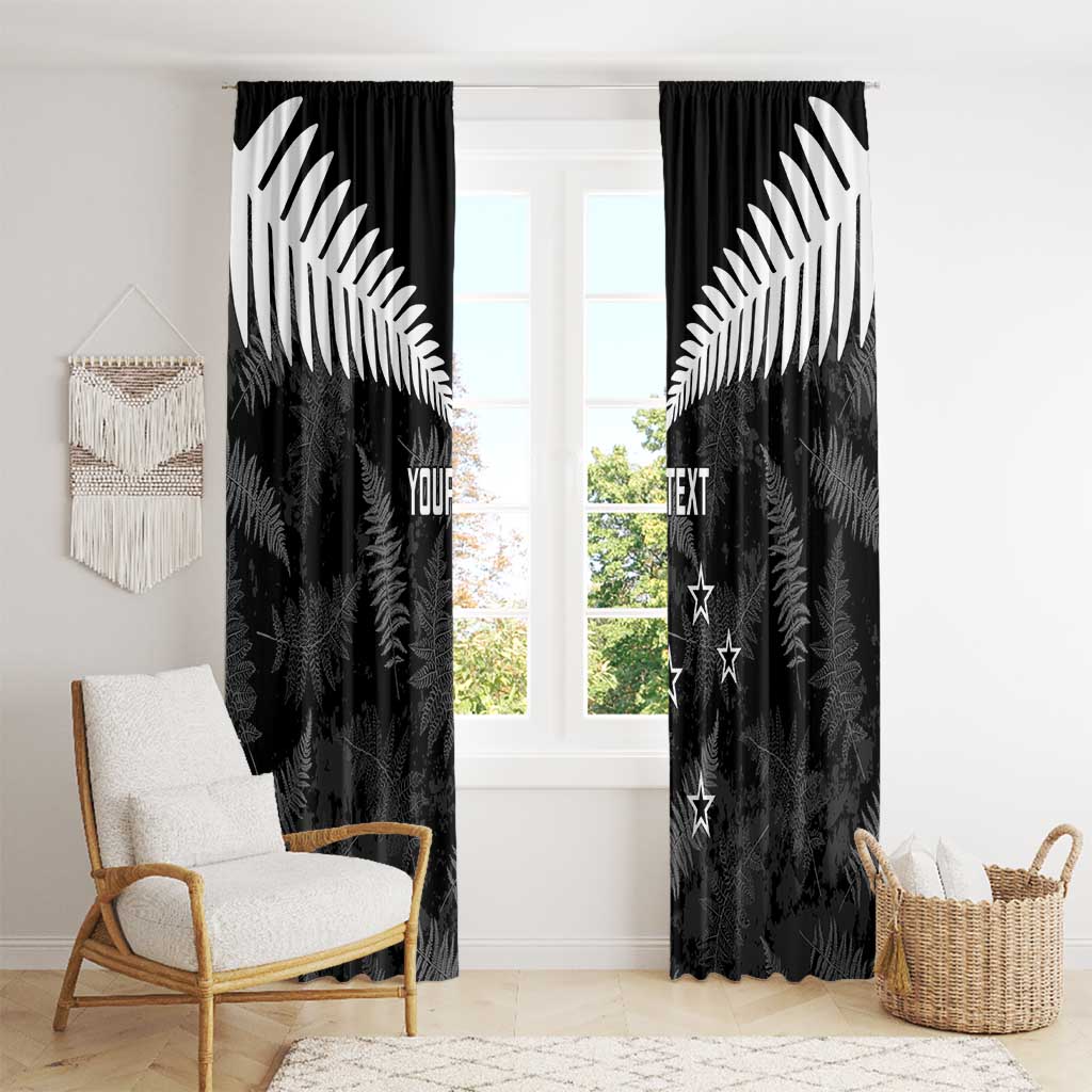 Custom New Zealand Silver Fern Football Window Curtain Go Aotearoa Grunge Black - Aussie Hoodie