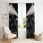 Custom New Zealand Silver Fern Football Window Curtain Go Aotearoa Grunge Black - Aussie Hoodie
