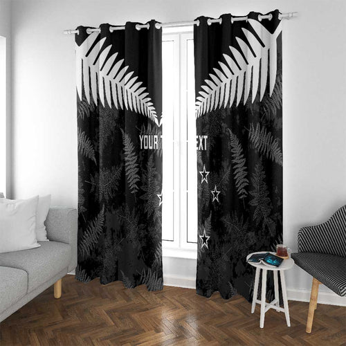 Custom New Zealand Silver Fern Football Window Curtain Go Aotearoa Grunge Black - Aussie Hoodie