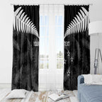Custom New Zealand Silver Fern Football Window Curtain Go Aotearoa Grunge Black - Aussie Hoodie