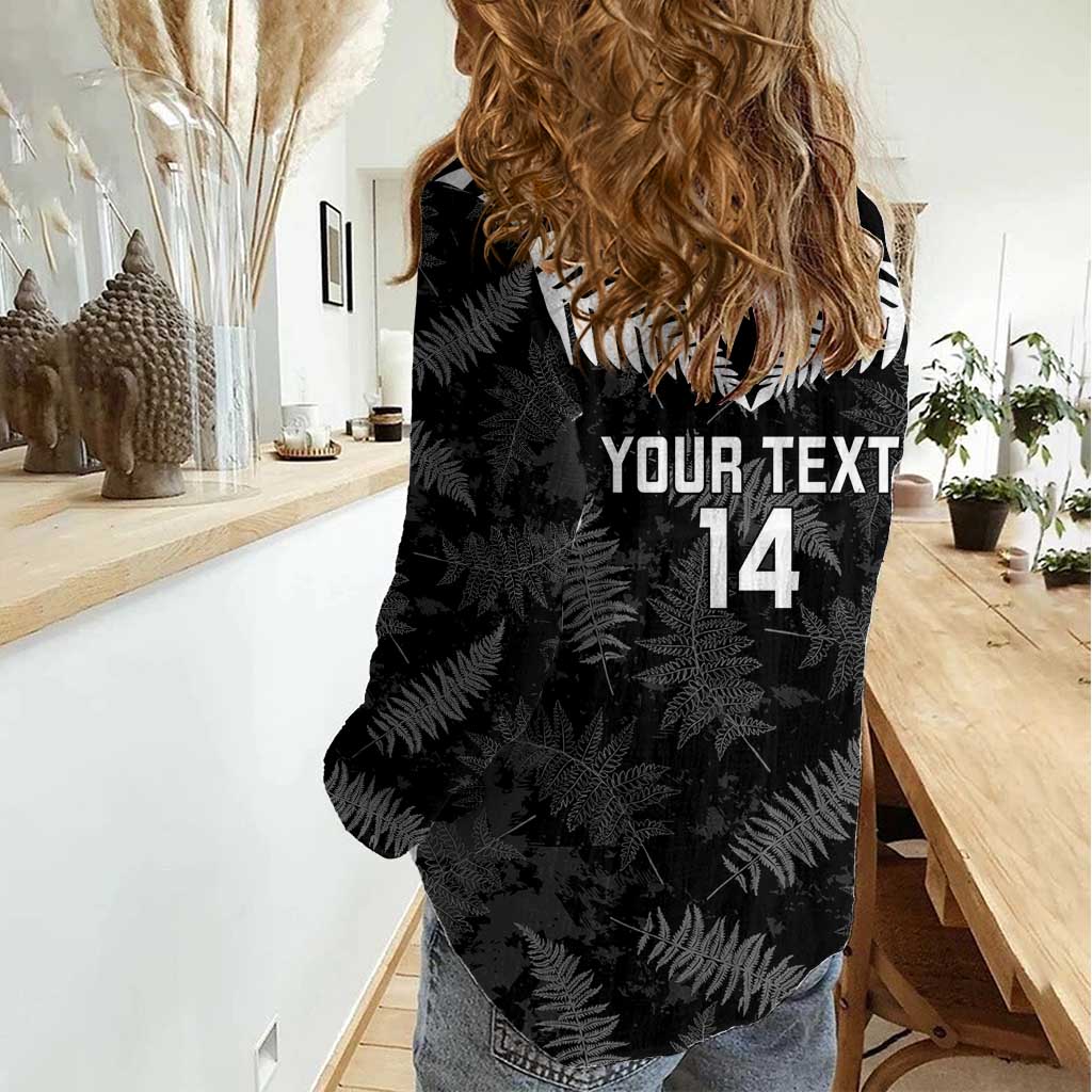 Custom New Zealand Silver Fern Football Women Casual Shirt Go Aotearoa Grunge Black - Aussie Hoodie