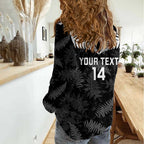 Custom New Zealand Silver Fern Football Women Casual Shirt Go Aotearoa Grunge Black - Aussie Hoodie