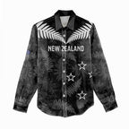 Custom New Zealand Silver Fern Football Women Casual Shirt Go Aotearoa Grunge Black - Aussie Hoodie