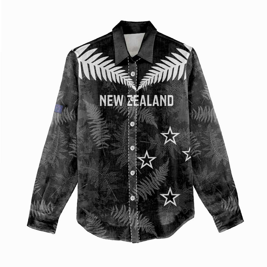 Custom New Zealand Silver Fern Football Women Casual Shirt Go Aotearoa Grunge Black - Aussie Hoodie