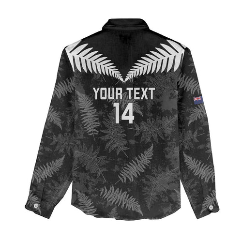 Custom New Zealand Silver Fern Football Women Casual Shirt Go Aotearoa Grunge Black - Aussie Hoodie