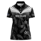 Custom New Zealand Silver Fern Football Women Polo Shirt Go Aotearoa Grunge Black - Aussie Hoodie