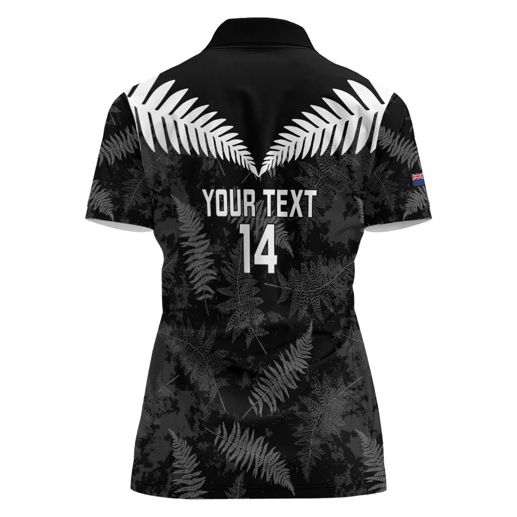 Custom New Zealand Silver Fern Football Women Polo Shirt Go Aotearoa Grunge Black - Aussie Hoodie