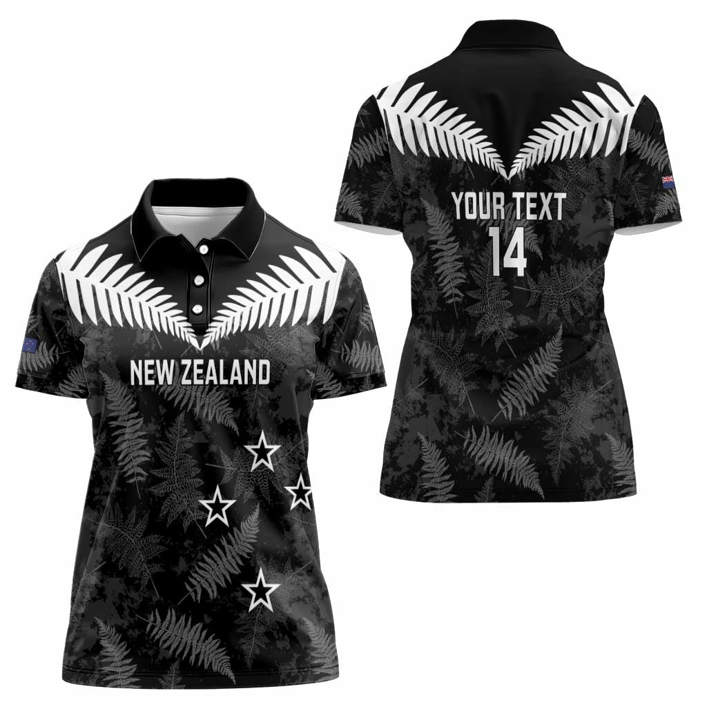 Custom New Zealand Silver Fern Football Women Polo Shirt Go Aotearoa Grunge Black - Aussie Hoodie