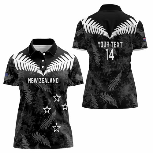 Custom New Zealand Silver Fern Football Women Polo Shirt Go Aotearoa Grunge Black - Aussie Hoodie