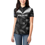 Custom New Zealand Silver Fern Football Women Polo Shirt Go Aotearoa Grunge Black - Aussie Hoodie
