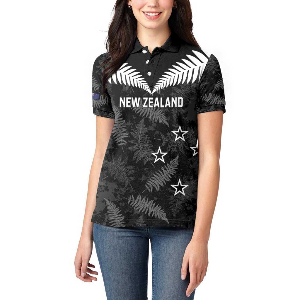 Custom New Zealand Silver Fern Football Women Polo Shirt Go Aotearoa Grunge Black - Aussie Hoodie
