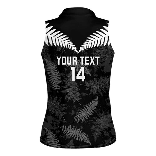 Custom New Zealand Silver Fern Football Women Sleeveless Polo Shirt Go Aotearoa Grunge Black - Aussie Hoodie