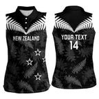Custom New Zealand Silver Fern Football Women Sleeveless Polo Shirt Go Aotearoa Grunge Black - Aussie Hoodie