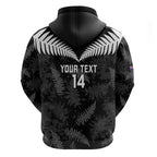 Custom New Zealand Silver Fern Football Zip Hoodie Go Aotearoa Grunge Black - Aussie Hoodie