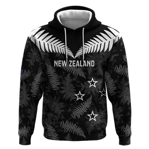 Custom New Zealand Silver Fern Football Zip Hoodie Go Aotearoa Grunge Black - Aussie Hoodie