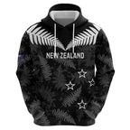 Custom New Zealand Silver Fern Football Zip Hoodie Go Aotearoa Grunge Black - Aussie Hoodie