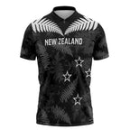Custom New Zealand Silver Fern Football Zipper Polo Shirt Go Aotearoa Grunge Black - Aussie Hoodie