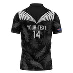 Custom New Zealand Silver Fern Football Zipper Polo Shirt Go Aotearoa Grunge Black - Aussie Hoodie