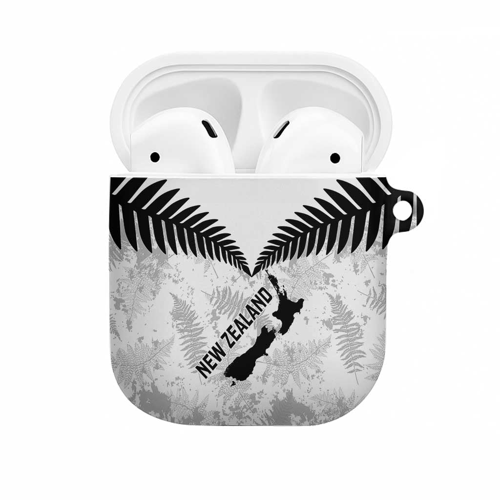 Custom New Zealand Silver Fern Football AirPods Case Go Aotearoa Grunge White - Aussie Hoodie