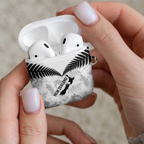 Custom New Zealand Silver Fern Football AirPods Case Go Aotearoa Grunge White - Aussie Hoodie