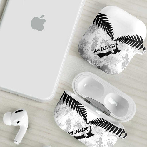 Custom New Zealand Silver Fern Football AirPods Case Go Aotearoa Grunge White - Aussie Hoodie