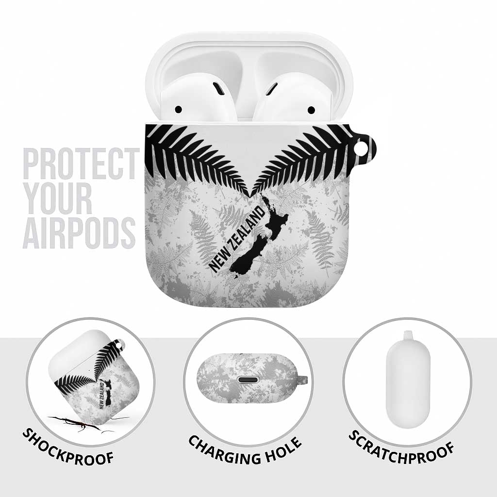Custom New Zealand Silver Fern Football AirPods Case Go Aotearoa Grunge White - Aussie Hoodie