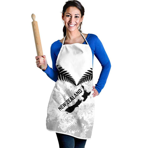 Custom New Zealand Silver Fern Football Apron Go Aotearoa Grunge White - Aussie Hoodie