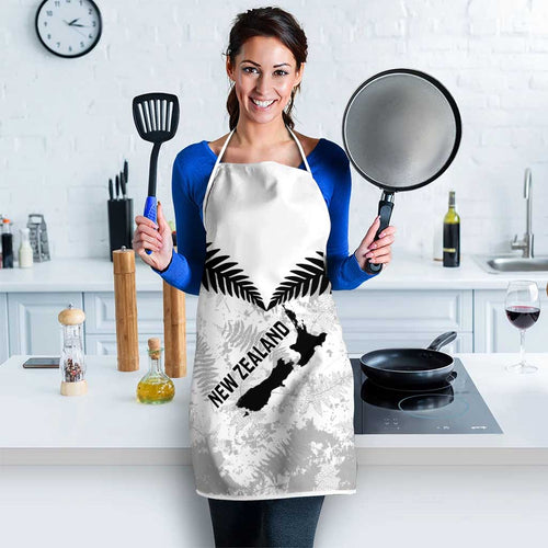 Custom New Zealand Silver Fern Football Apron Go Aotearoa Grunge White - Aussie Hoodie