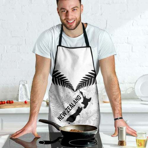 Custom New Zealand Silver Fern Football Apron Go Aotearoa Grunge White - Aussie Hoodie