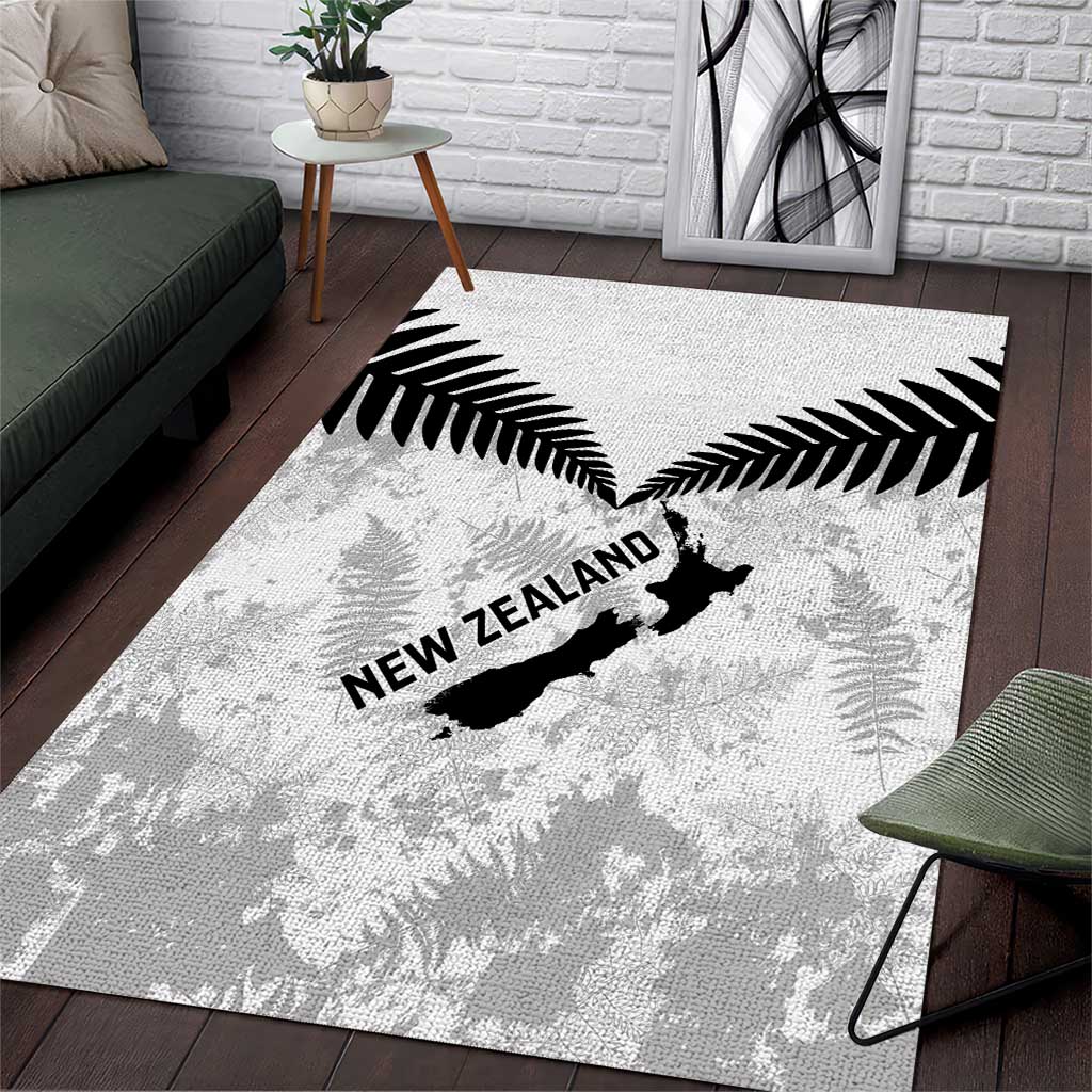 Custom New Zealand Silver Fern Football Area Rug Go Aotearoa Grunge White - Aussie Hoodie