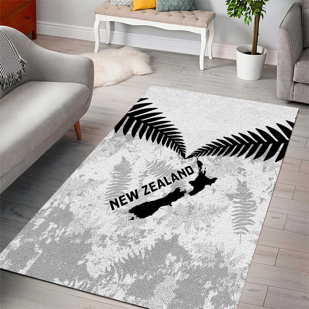 Custom New Zealand Silver Fern Football Area Rug Go Aotearoa Grunge White - Aussie Hoodie