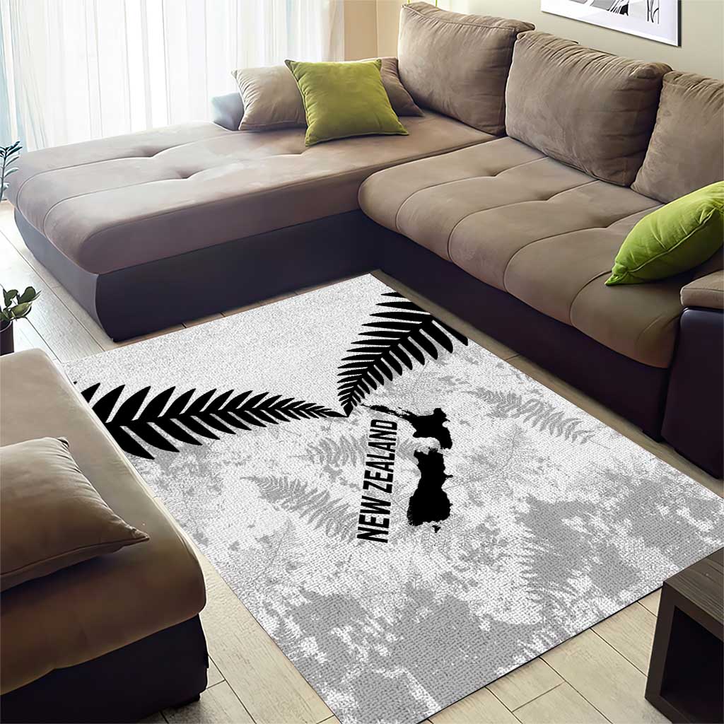 Custom New Zealand Silver Fern Football Area Rug Go Aotearoa Grunge White - Aussie Hoodie