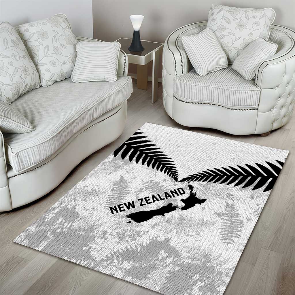 Custom New Zealand Silver Fern Football Area Rug Go Aotearoa Grunge White - Aussie Hoodie